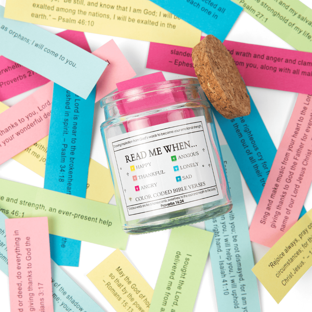 Handmade 120 Day Bible Verse Jar (Free Gift Box Included)
